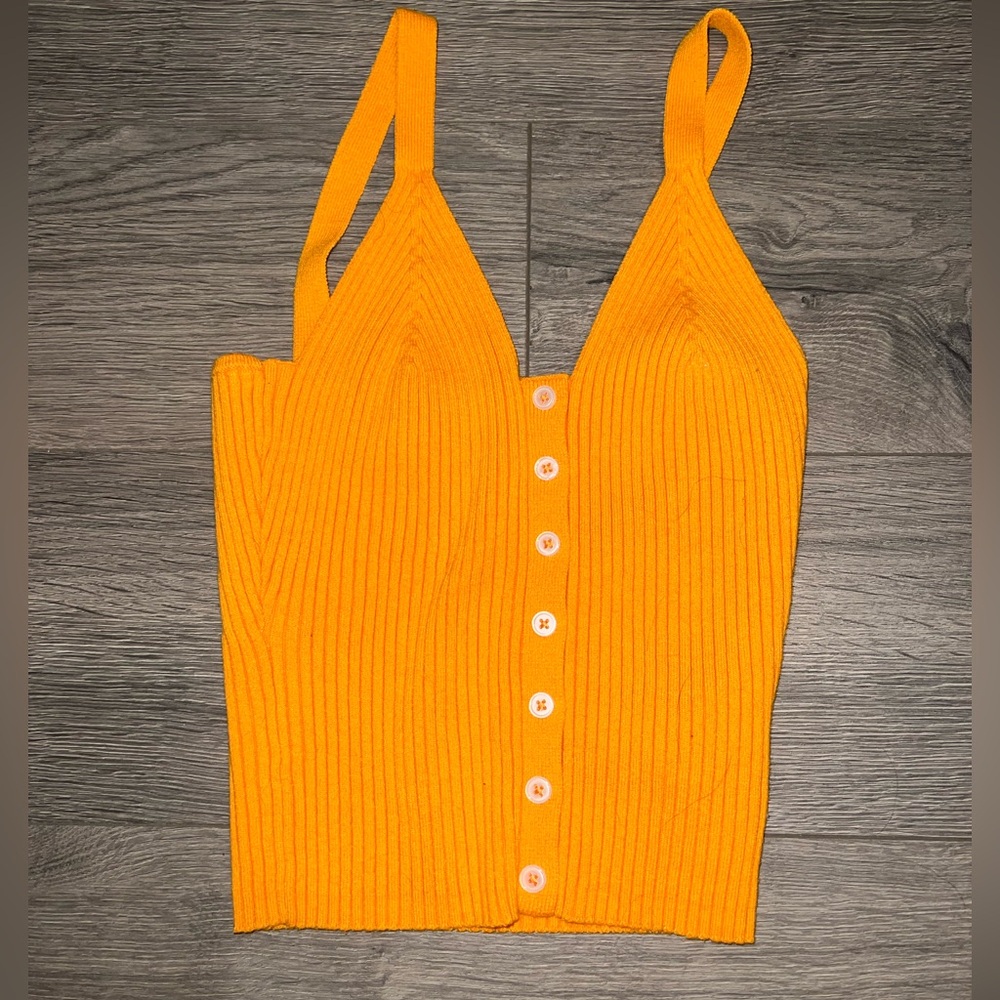 Aerie Orange Ribbed Sleeveless Tank Top